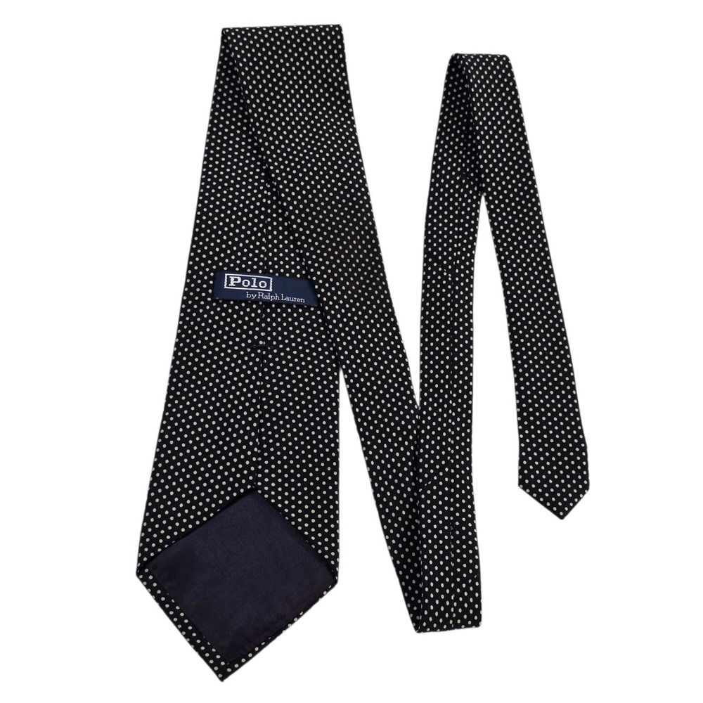 Polo Ralph Lauren Polka Dot Silk Necktie Black White Classic Formal Men's